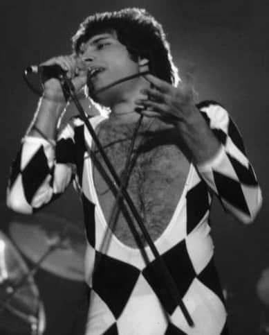Freddie Mercury performing in 1977